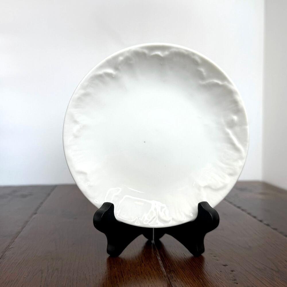 Vintage Set of 3 White Embossed Floral Plates Petal Edge 5.5" Dessert Plates